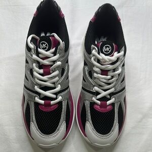 Michael Kors Black and Pink Sneakers with Sporty Design. Size 9M new whit out